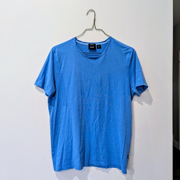 Hugo Boss Pima Cotton Azure Blue T-Shirt Luxury Normcore 28.5 Inches L - Picture 1 of 6
